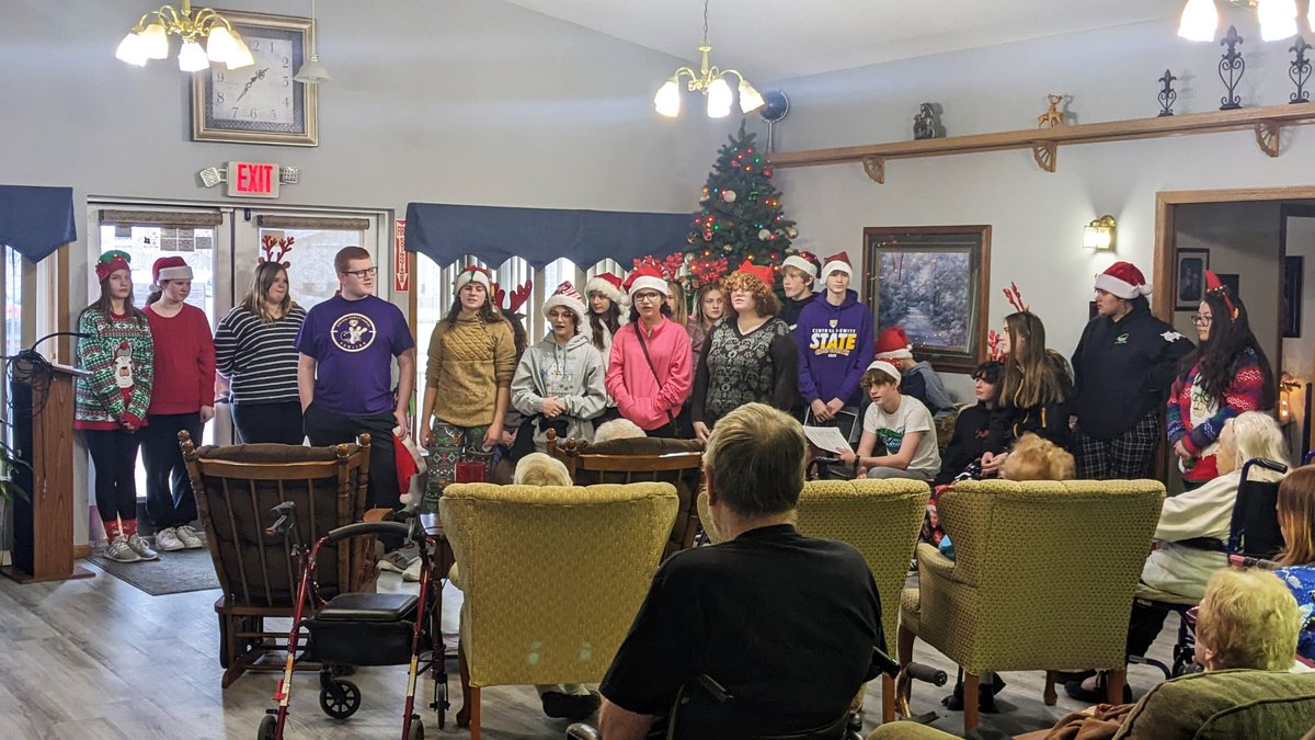 CentralDeWitt's tweet photo. The CDMS 8th grade choir spread holiday cheer at Maggie's House Assisted Living last Friday when they performed a few selections from their winter concert for the residents. Great job, Mrs. Olson and 8th grade choir members! https://t.co/8X8jIZTZYc https://t.co/rOZ3j1Vni6