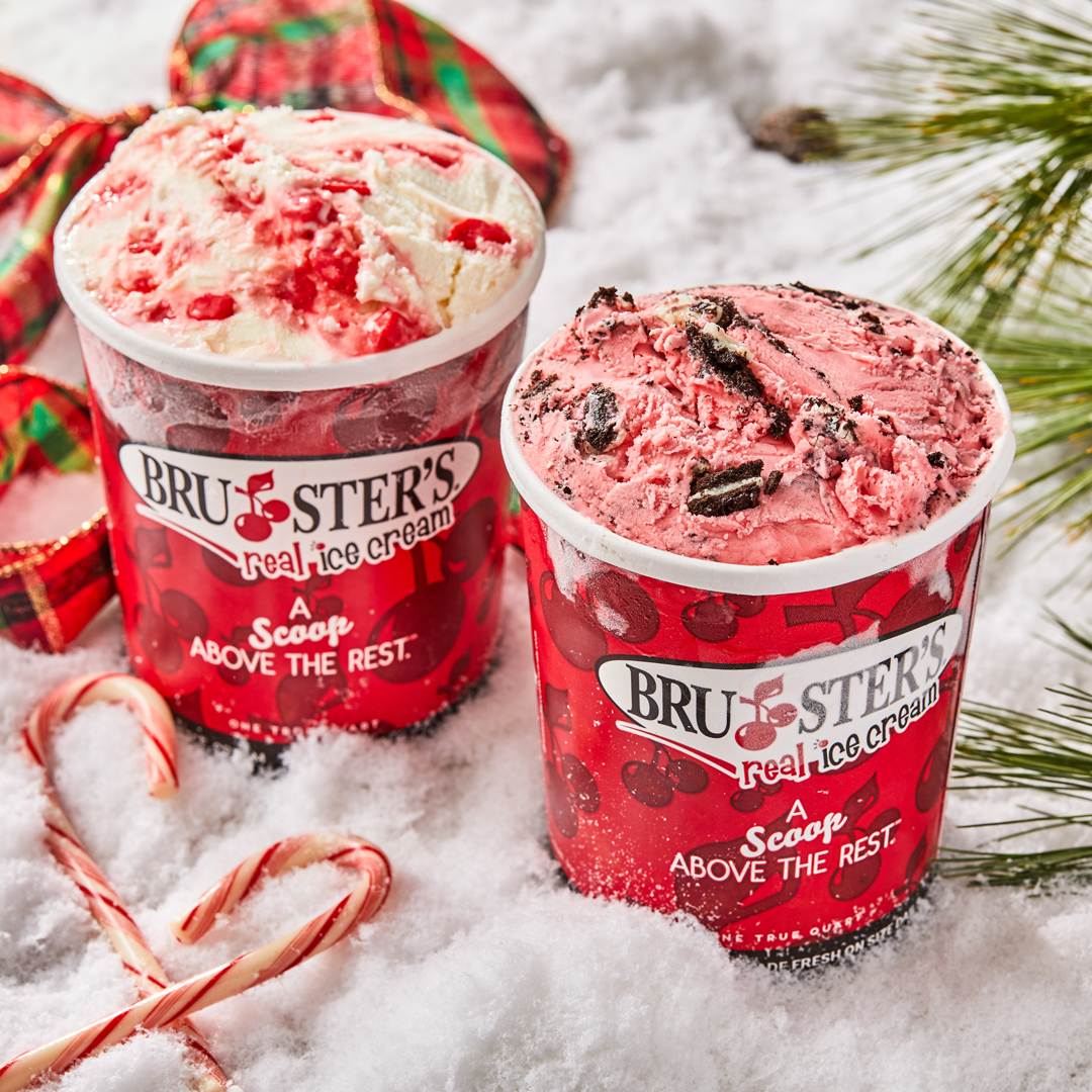 BrustersFresh's tweet photo. It may be cold, but our merry and bright flavors will have you feeling warm and cozy on the inside. Bring home #Bruster’s and share a pint of that feeling with your fam! https://t.co/NF1qLgwYnp