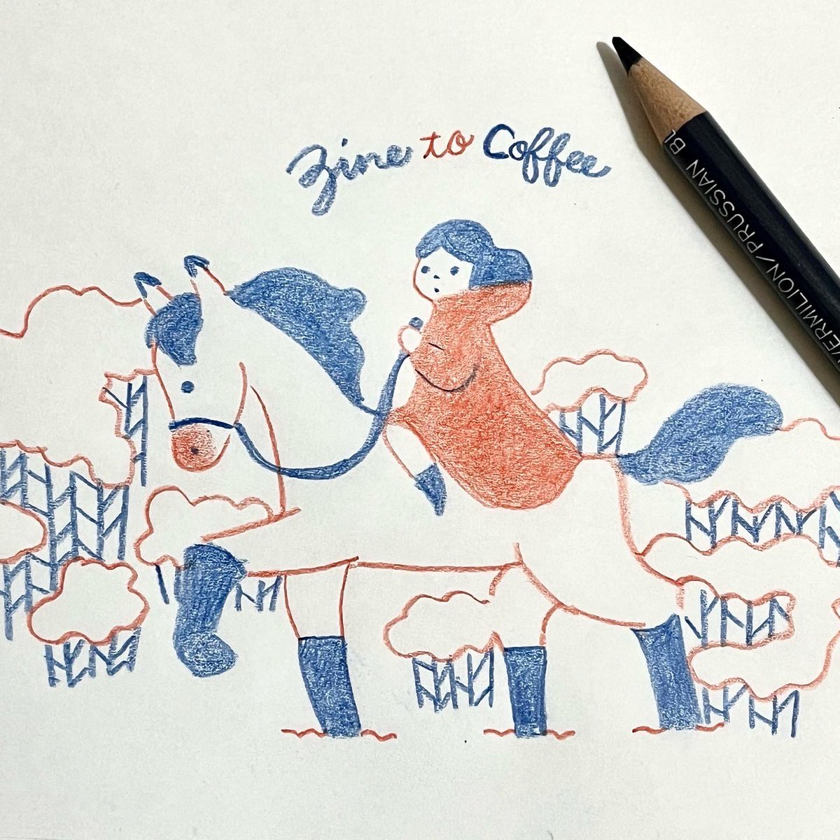 「描いた絵をすぐに見てもらいたくて写真投稿しています。赤青鉛筆をデジタル化したもの」|ryukuのイラスト