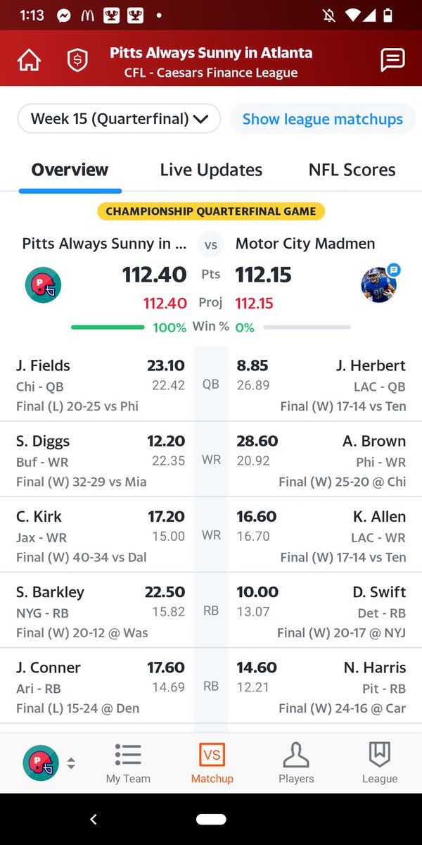 codeman_63's tweet photo. @NFLFantasy Saquon Barkley won it for me. https://t.co/O04OVUPSPG
