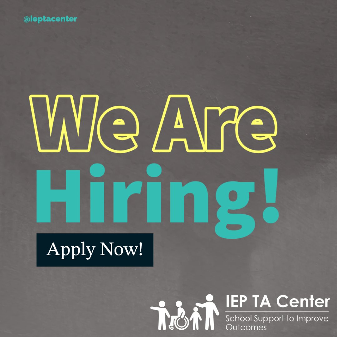 ieptacenter's tweet photo. The IEP Technical Assistance Center (IEP TA Center) is seeking an experienced educator or administrator to join our team.

For more info &amp; to apply, go to https://t.co/n7Nl89UpTH

If you have any questions, please contact Director, Jolly Piersall at Jolly.Piersall@indstate.edu. https://t.co/1SGmnX8STb