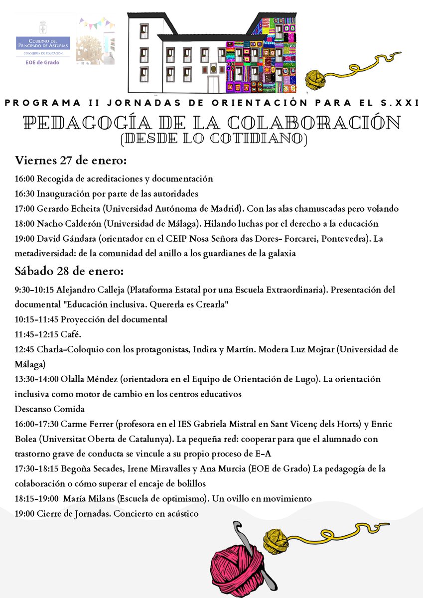 AMurciaAsensio's tweet photo. Bueno, pues aquí está el programa listo y definitivo de las II Jornadas de Orientación para el sXXI. Pedagogía de la colaboración (desde lo cotidiano).
#orientacióninclusiva
#pedagogíadelacolaboración
#eoedegrado
@QuererlaCrearla @icalmendros @EcheitaGe @jandrocalleja @mr_rookes https://t.co/UBW0TFnkMI