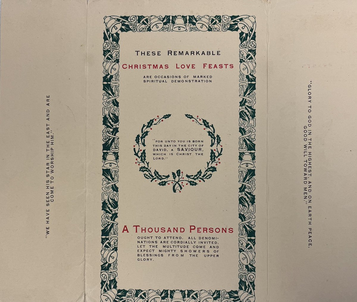 NazArchives's tweet photo. An invitation to the Christmas Love Feast at the First Pentecostal Church of the Nazarene in Los Angeles in 1911. Bresee started these gatherings in 1887 as pastor of the Methodist Episcopal Church in Pasadena and continued the tradition during his #Nazarene years. https://t.co/UD1ma2d8xf