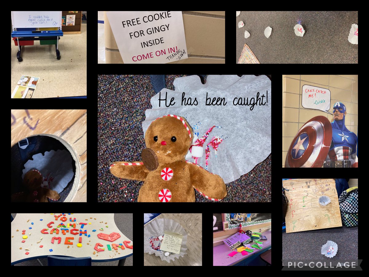 TeamHafner's tweet photo. Our gingerbread man has been on the loose but was caught today in a trap made by our 3rd grader buddies! Whew! @ParkadePanthers https://t.co/RLFKGUmXeH