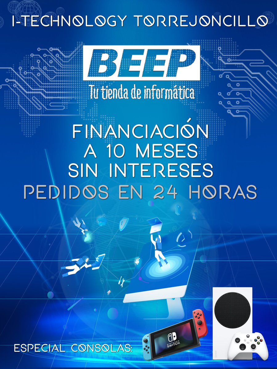 BeepTechnology's tweet photo. 🏪 TUS PEDIDOS EN 24 HORAS Y OPCIONES DE FINANCIACIÓN 

💨 Haz tu pedido de cualquier producto informatico y lo tendrás en la tienda en 24 horas.
💶 Financiación de artículos a 10 meses SIN INTERESES
🎮 Especial Consolas: @NintendoES y @Xbox_Spain Serie S.

📲 #RegalaTecnología https://t.co/Qiq3jBIgCy