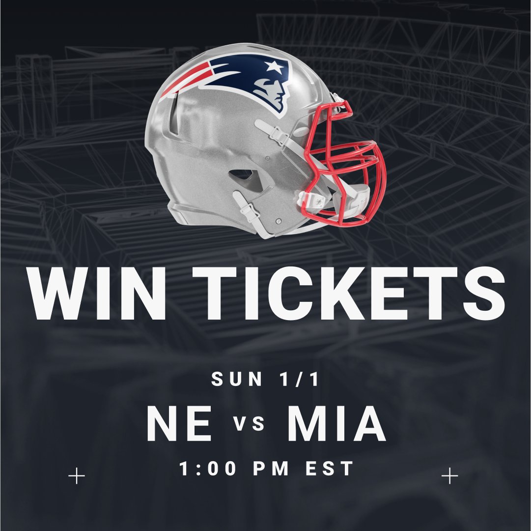 Chain's tweet photo. Want to spend New Years Day watching the @Patriots play MIA? 🏈 We’re giving away 5 pairs of tickets for you and a friend. Follow the rules below to enter. 👇

Rules:
🎆Follow @Chain on IG/TW
🎆Like and RT this tweet
🎆Tag a friend below

Fill out: https://t.co/uUlcJCvdBy https://t.co/peHAFSAXjt