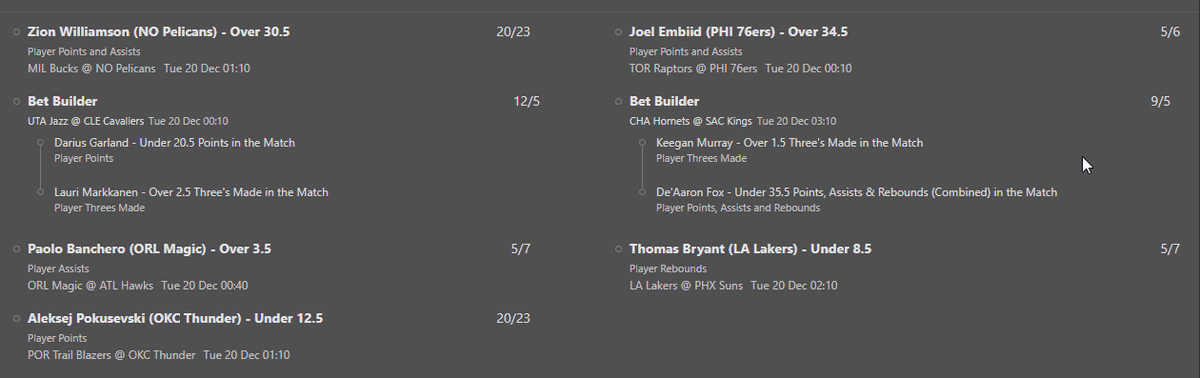 SportsStatLive's tweet photo. tonight #NBA player props Lotto @ 178/1 https://t.co/cth7JbqvmZ