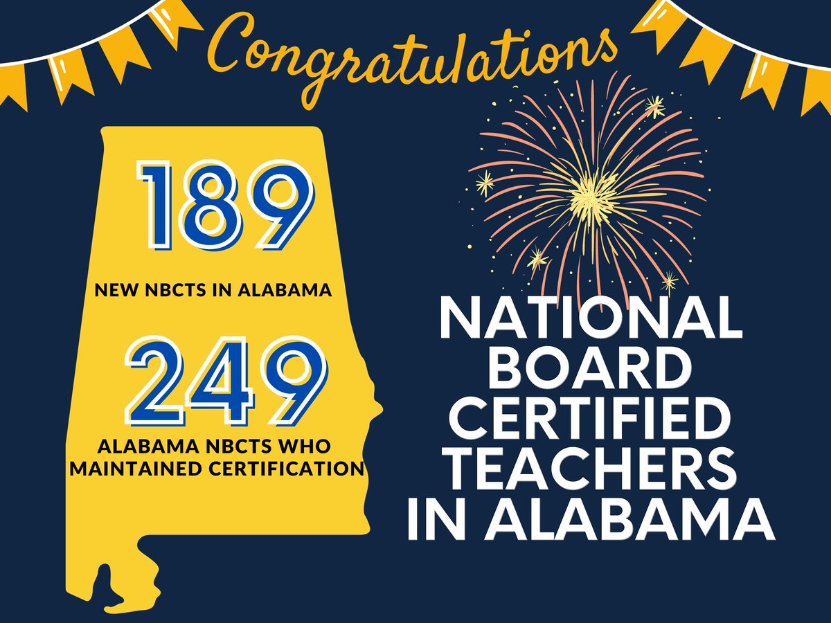 Congratulations to Alabama NBCTs who certified or maintained their certification in 2022! Every child in Alabama deserves an accomplished teacher! #nbctstrong #alnbct #phenomenALnbct <a href="/alabamaachieves/">Alabama State Department of Education</a> <a href="/myaea/">Alabama Education Association</a>