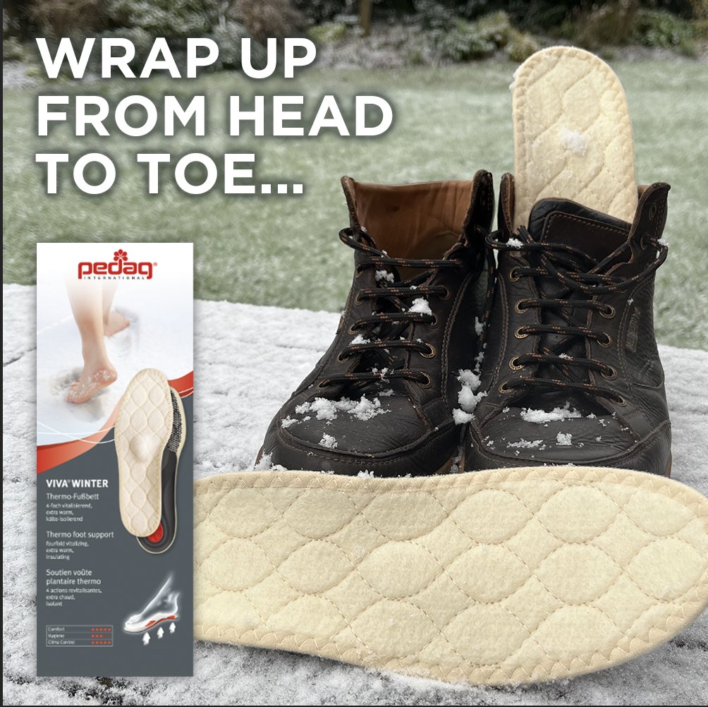 Euroleathers's tweet photo. Keep your feet warm this winter with Pedag Viva Winter insoles. 

Specifically designed to protect feet from the cold. 100% lambswool upper for warmth and comfort and an aluminium layer to trap heat and warmth.

Start feeling to benefits: https://t.co/N1BHqcKVws https://t.co/ncr0trJGx7