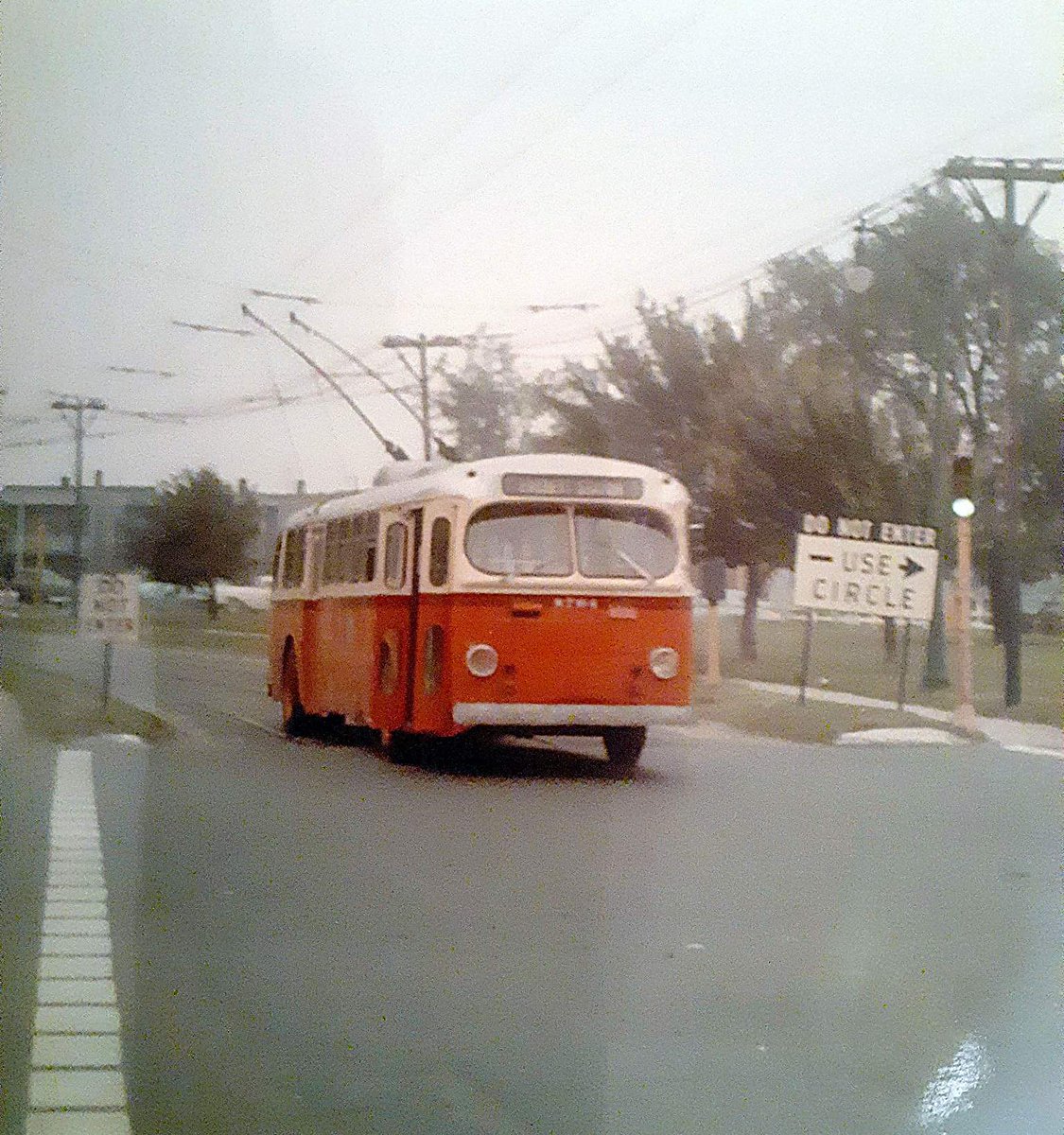 ACF Brill Trackless {iirc} @ Bell Circle, Revere, 1961. #MBTA #History