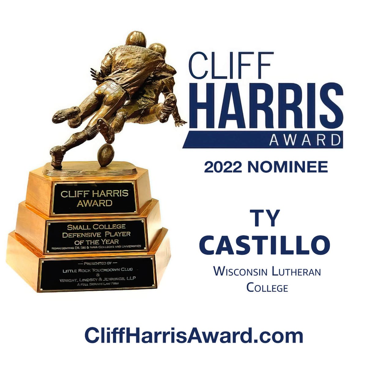 Congratulations to Ty Castillo, Senior from Wisconsin Lutheran College, on your nomination for the 2022 Cliff Harris Award! <a href="/InsideWLC/">Wisconsin Lutheran College</a> <a href="/Ty_Castillo3/">🌴Ty Castillo🌴</a>