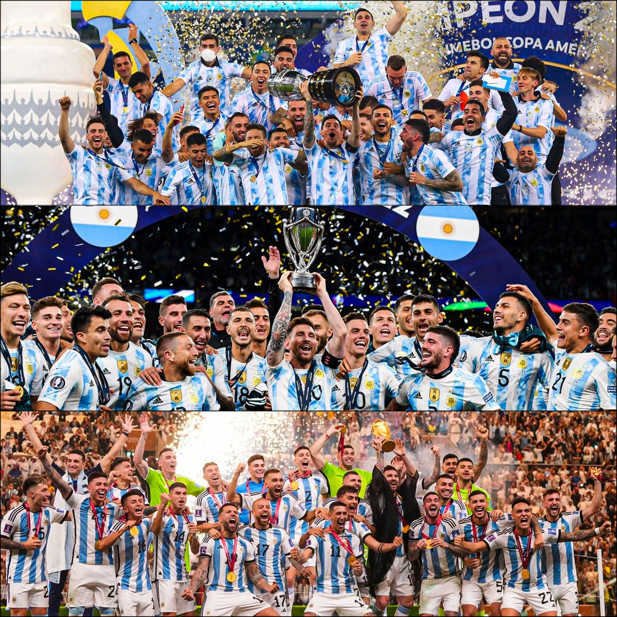 ✅ Al campeón de América en el Maracaná.
✅ Al campeón de Europa en Wembley.
✅ Al campeón del mundo en el Lusail.

🇦🇷🏆 ESTO ES ARGENTINA.