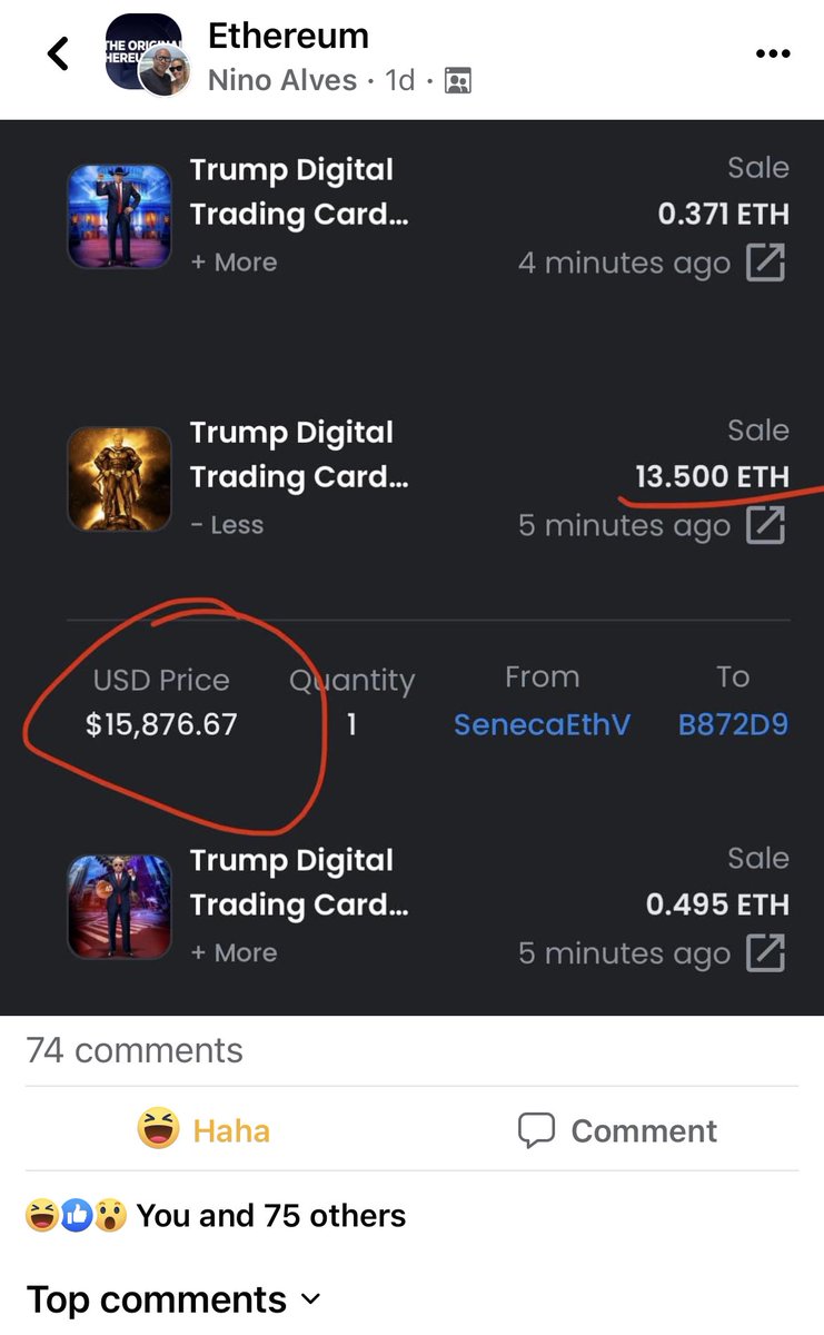 Day 3 and mfs still arguing on my Trump post on the Ethereum group. Easy marketing. Lol #ETH #ENS #TrumpTradingCards