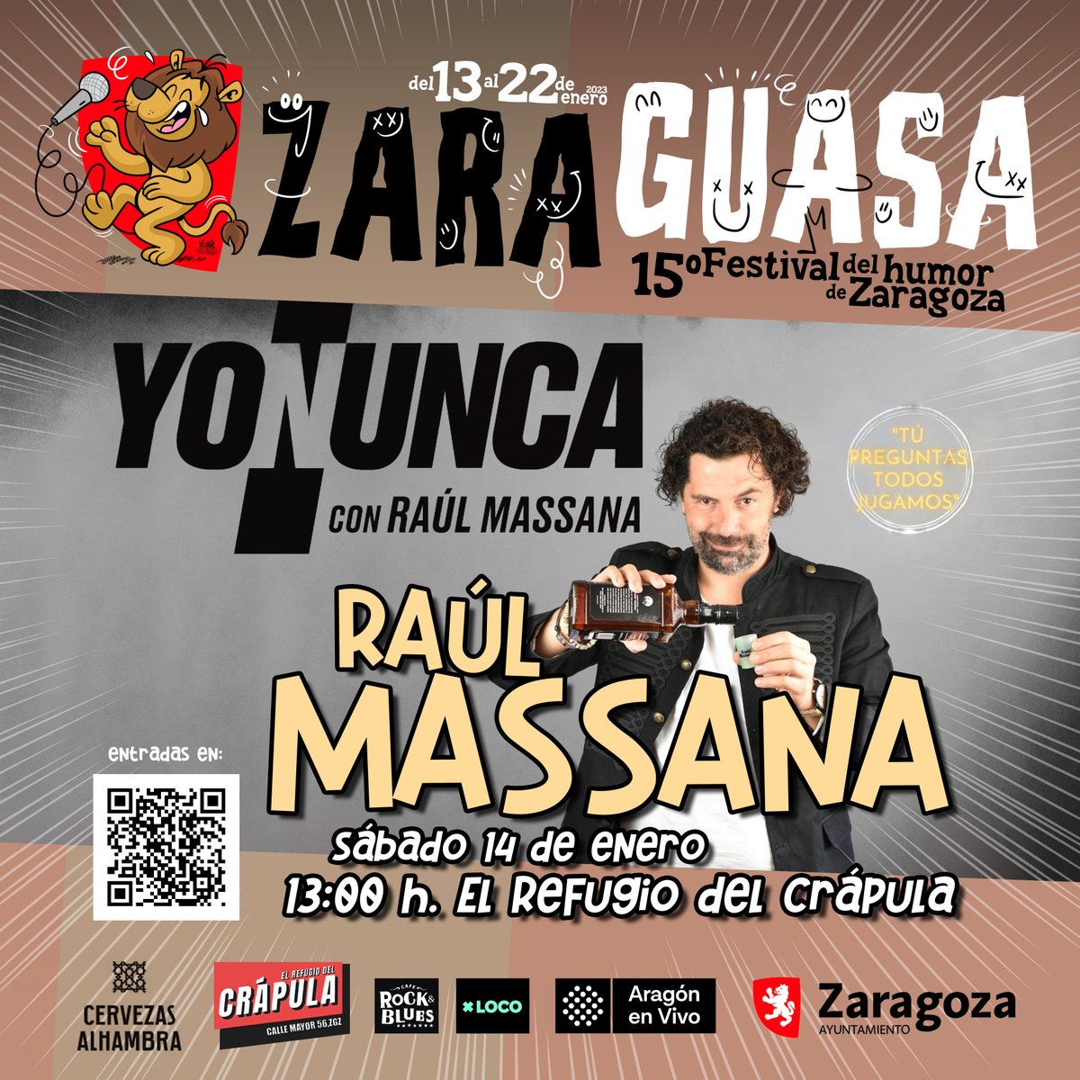 zaraguasa's tweet photo. Vamos con el primero de nuestros "fichajes" para la edición 2023: tendremos a @RaulMassana por partida doble. El viernes noche estrenará su show Vendo humo y el sábado grabará un "Yo nunca" en #ElRefugiodelCrapula
Entradas en https://t.co/UfVBO0XJzv 
#comedia #zaragoza #monólogos https://t.co/Ui8529jE3O