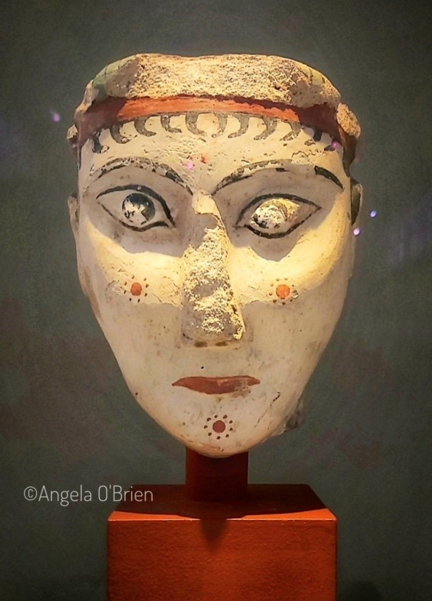 GrecianGirly's tweet photo. Mycenaean painted plaster head of a woman. Dated 13th century BCE. Found at Mycenae, Greece. National Archaeological Museum of Athens, Greece (4575). Photo my own. https://t.co/zac7lYKTWs