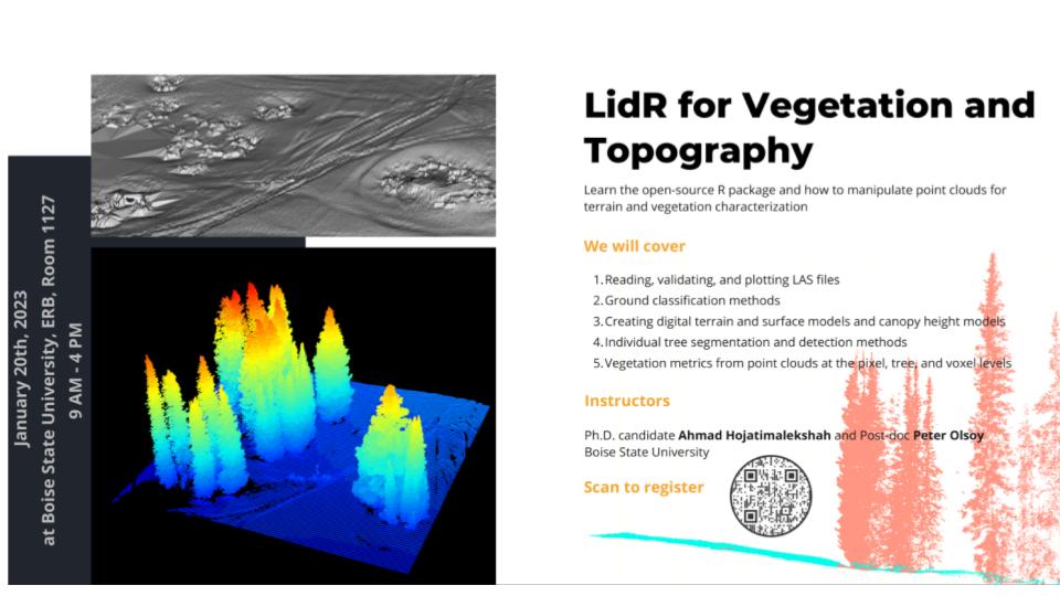 In-person workshop on processing LiDAR data using R
