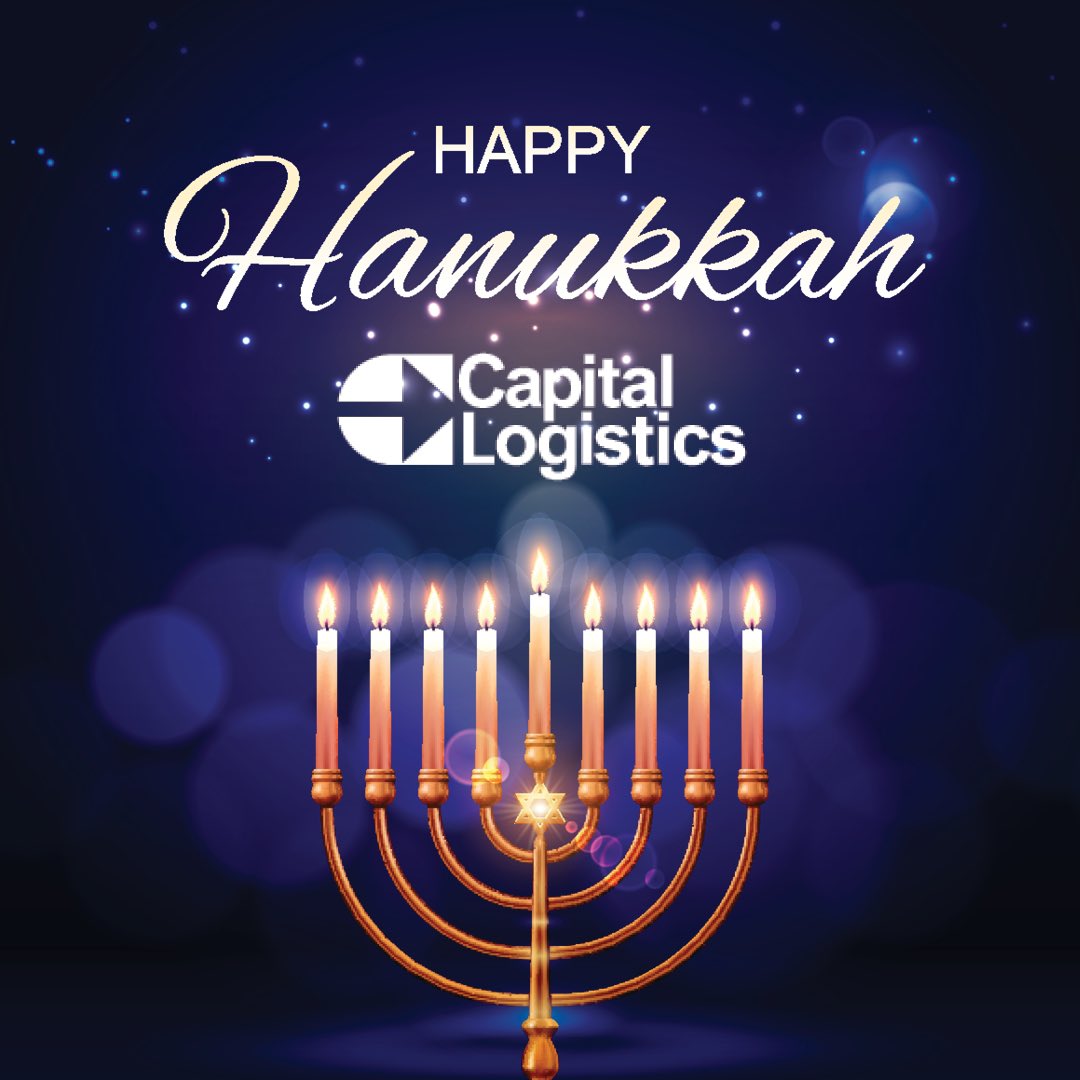 log_cap's tweet image. Happy Hanukkah from all of us at Capital Logistics! Wishing a safe and happy holiday season for all.
