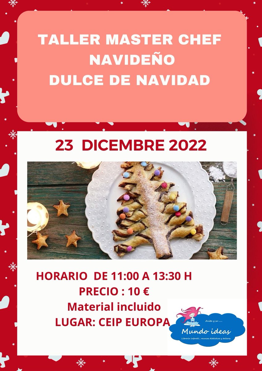 👨‍🍳👩‍🍳 #TALLER #MASTER #CHEF 
23 de Diciembre 
👉No te quedes sin tu plaza.
☎️ WhatsAPP 646 70 73 04
💌 libreria. mundoideas@gmail.com