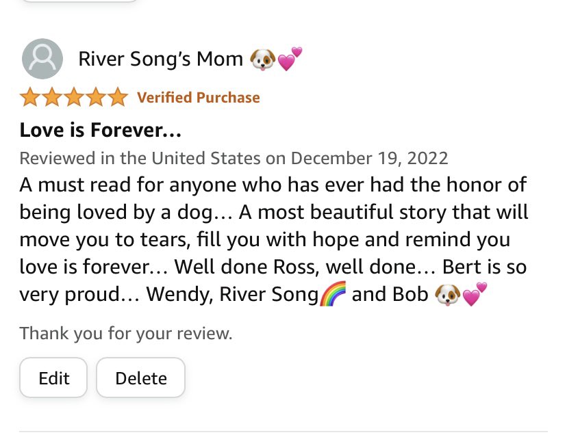 OK… It’s taken me 12 hours to pull myself together Bert’s Dad <a href="/BearBertthe/">Bert the Bear 🌈Albert and Bera 💕</a> <a href="/BertTheBearBook/">Scottish Bloke 📖 Writing some words</a>… You, my friend, are definitely a writer!!! Love, River Song🌈 and Bob’s Mom 🐶💕📙