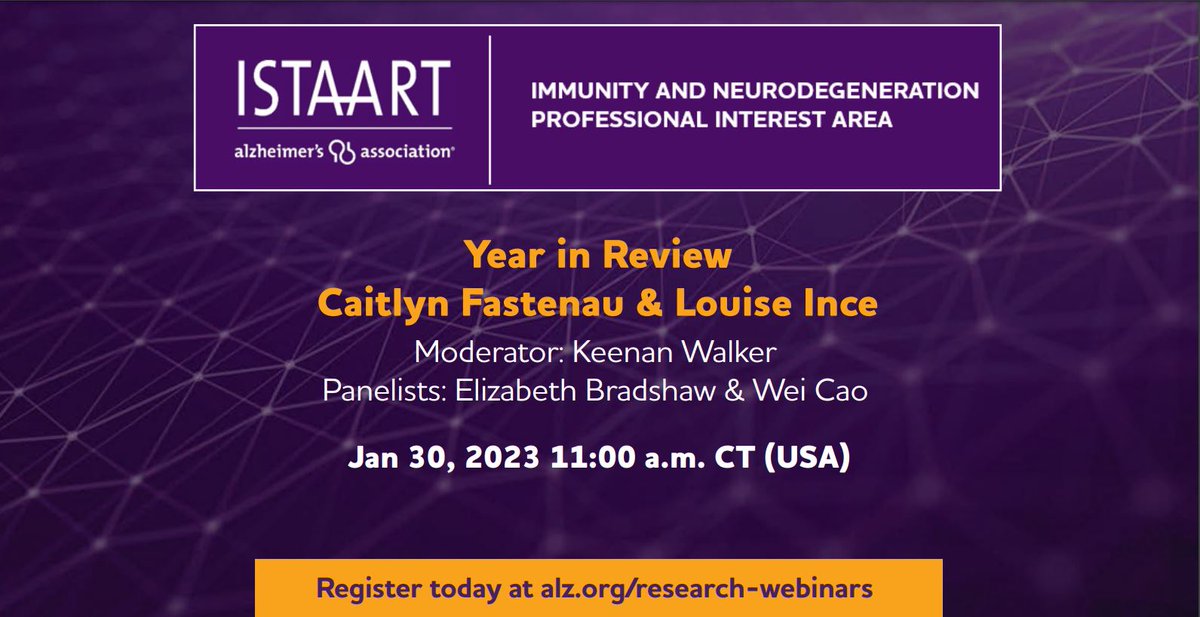 Mark your calendars for January 30th at 11:00 CST to participate in the Immunity PIA Year in Review led by <a href="/CaitlynFastenau/">Caitlyn Fastenau, PhD</a> and @LM_Ince, followed by a panel discussion with Keenan Walker,   <a href="/weicao_phd/">Wei Cao</a> , and Elizabeth Bradshaw.

Register here: tinyurl.com/ImmunityPIA
