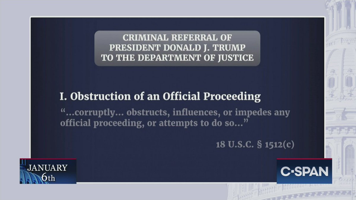 cspan's tweet photo. #January6thCommittee Criminal Referrals of President Donald J. Trump to the Department of Justice. https://t.co/Ls8y9qLRX5