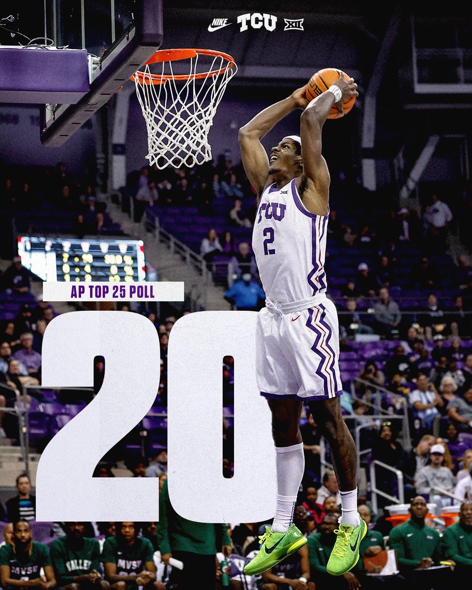 TCUBasketball's tweet photo. Up one this week 📈

#GoFrogs 😈 https://t.co/MplZK5oNPl