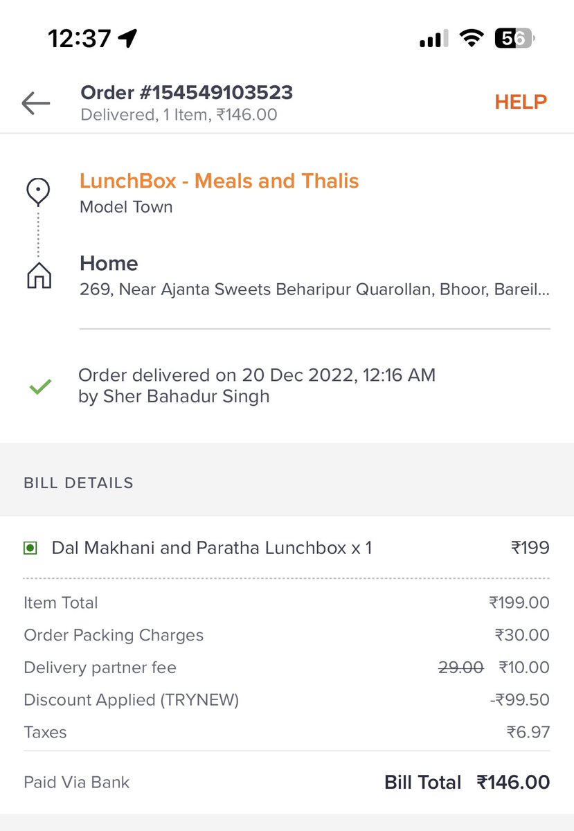 MdTajwer's tweet photo. What is this swiggy, Last night i ordered food from swiggy my order total was showing on swiggy that i paid is Rs.146 but instead of getting a bill of Rs 146 I received a bill of Rs 131 what is this swiggy Not fair swiggy @Swiggy @SwiggyCares @legalformsng https://t.co/ZUzsRbX1Fi