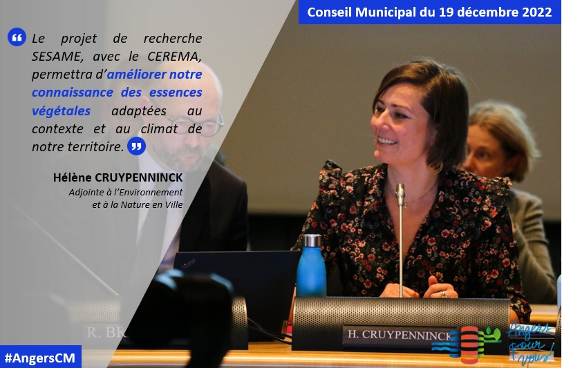 AngersPourVous's tweet photo. "Le projet de recherche #SESAME, avec le @CeremaCom, permettra d’améliorer notre connaissance des essences végétales adaptées au contexte et au climat de notre territoire" - @HeleneCruyp #AngersCM #AngersSupernature https://t.co/WE8bBFcrYQ