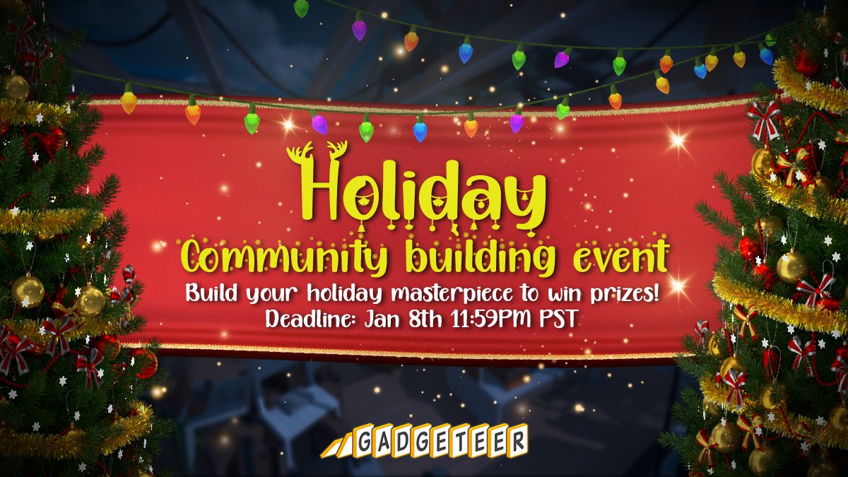 gadgeteergame's tweet photo. Roll up your sleeves #Gadgeteers!

Our very first Holiday Community Building Event IS CURRENTLY LIVE!

Build your most creative, holiday-themed machine to win a special handmade Metanaut mug!

Full Announcement:
https://t.co/Yx2A2o8yHx

#VRGaming #VirtualReality #HolidayBuild https://t.co/Hw7q7T6jvs