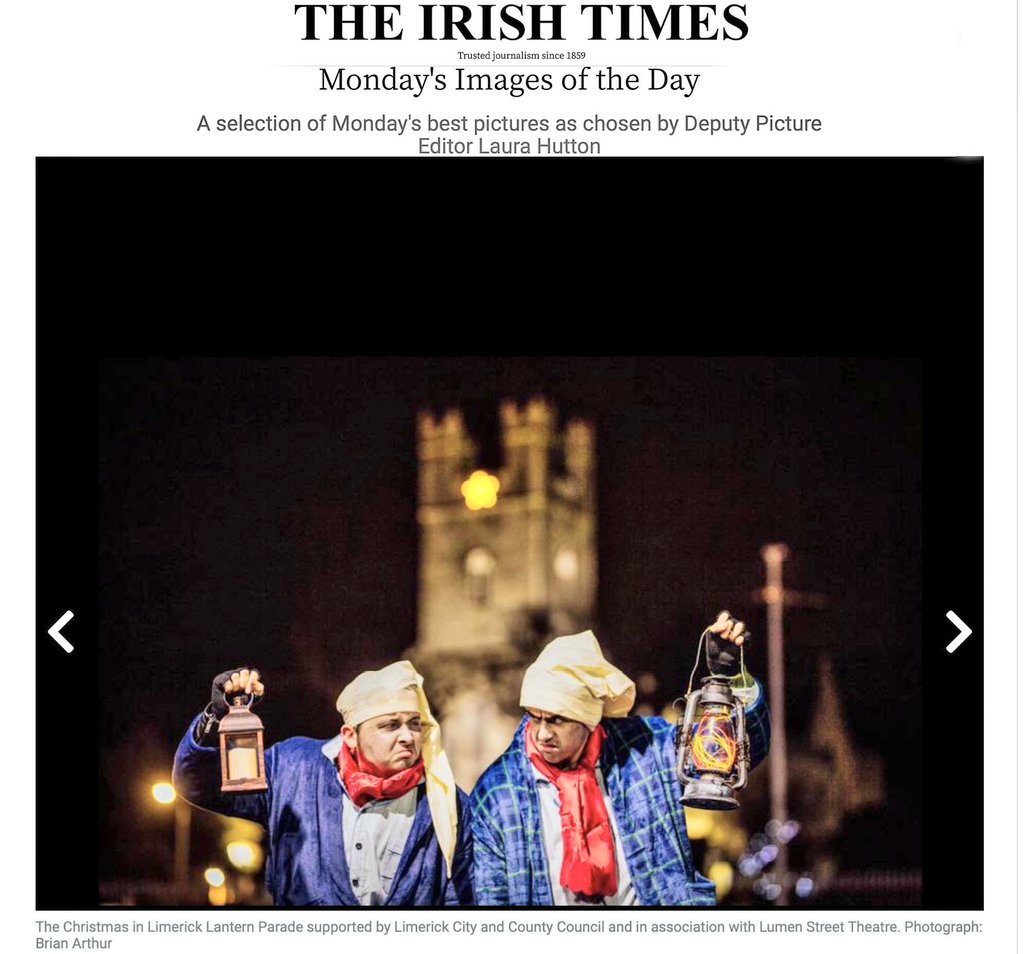 brianarthur's tweet image. The images of the day in the @IrishTimes 
The Christmas in @Limerick_ie Lantern Parade supported by Limerick City and County Council and in association with @lumensttheatre @MInventive @LimerickCouncil