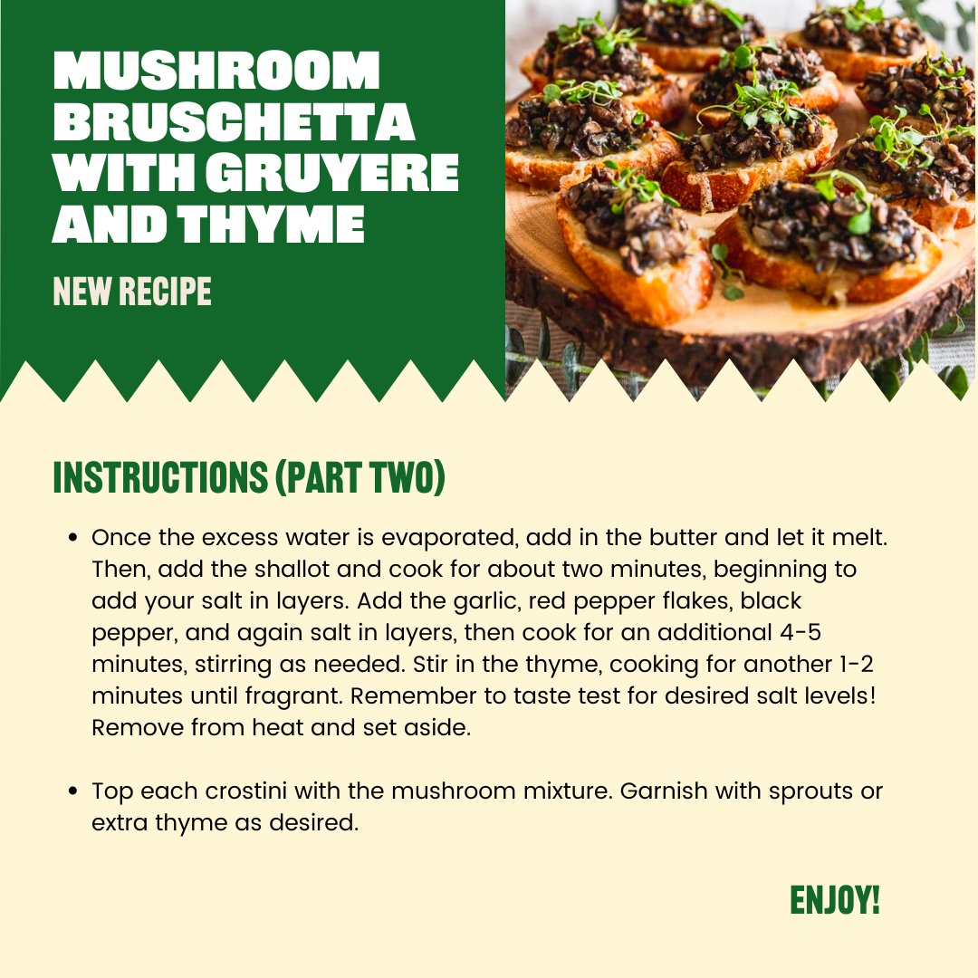 NorthsideFarmersMkt (@nsidefarmersmkt) on Twitter photo If you're in need of a delicious holiday appetizer, look no further. This Mushroom Bruschetta is both tasty and simple to make. Get your mushrooms from <a href="/SproutlyFarms/">Sproutly Farms LLC</a> and herbs from <a href="/RunningCreekT/">Running Creek T</a> and Luna Farm Ohio. Try it out and let us know how it goes! ๐ฑ If you're in need of a delicious holiday appetizer, look no further. This Mushroom Bruschetta is both tasty and simple to make. Get your mushrooms from <a href="/SproutlyFarms/">Sproutly Farms LLC</a> and herbs from <a href="/RunningCreekT/">Running Creek T</a> and Luna Farm Ohio. Try it out and let us know how it goes! ๐ฑ