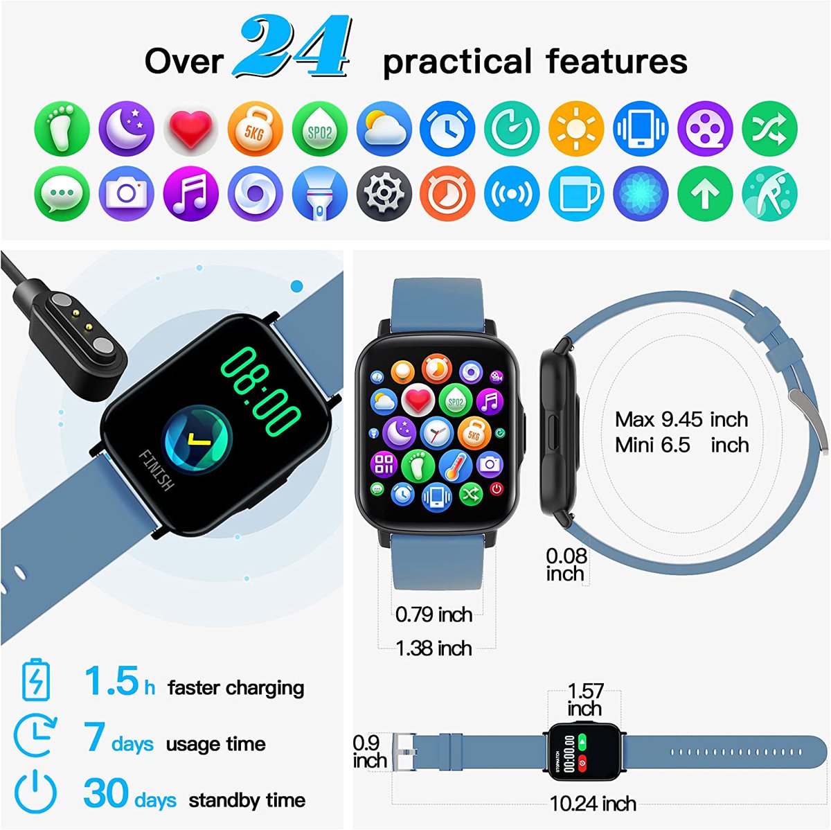_showrom's tweet image. Bemtava Smart Watch, Smartwatch for iPhone Android Phones with Call Message Reminder, 1.7 inch DIY Watch Face Fitness Tracker with Heart Rate / Sleep Monitor, GPS Sports Tracking for Women Men Kids amzn.to/3I5oF35 via @amazon