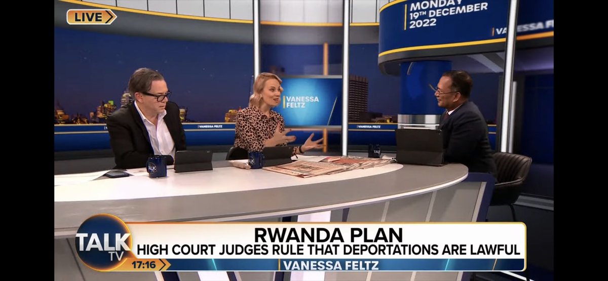 On @TalkTV @VanessaOnAir #DriveTime with @TVKev @daisymcandrew & @JamesMelville discussing today’s judgment on the #RwandaPlan 

Rwanda is not a deterrent-we need to open Safe Legal Routes in France 

Link: 1 hour 5 mins to 1 hour 22 mins 

youtu.be/l4zRw_Z-NeM

@33BedfordRow
