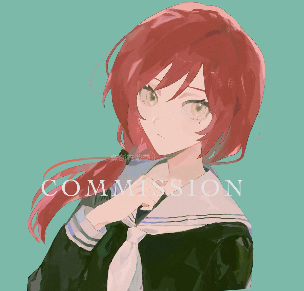 1girl solo school uniform red hair simple background serafuku looking at viewer  illustration images