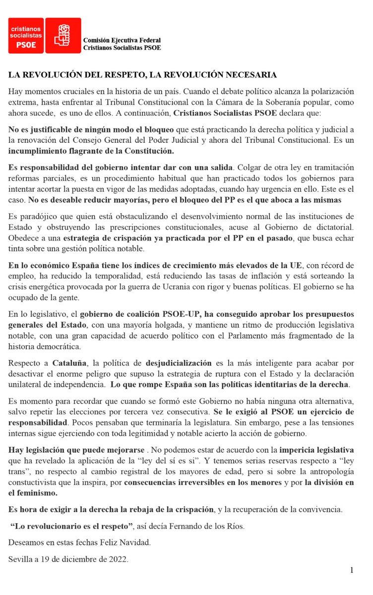 El grupo Federal de Cristianos Socialistas PSOE quiere hacer público su apoyo al gobierno socialista de <a href="/sanchezcastejon/">Pedro Sánchez</a> 
#ElGobiernoDeLaGente 
<a href="/PSOE/">PSOE</a>