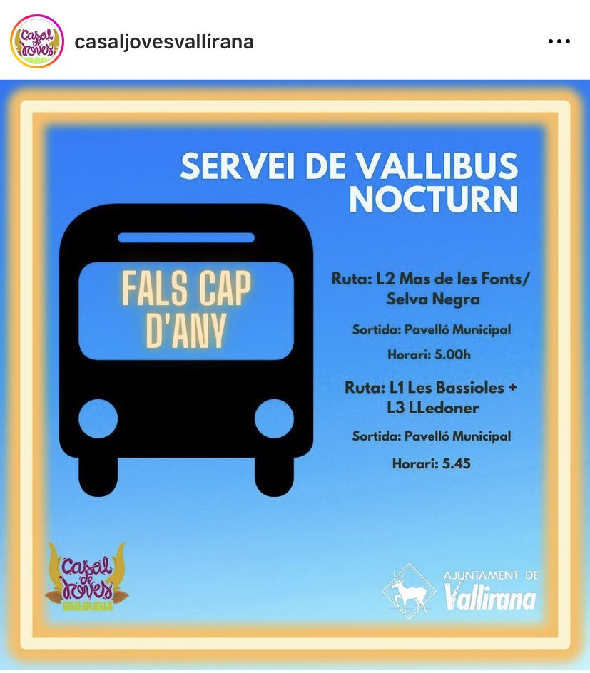 Esquerra Vallirana (@ercvallirana) on Twitter photo <a href="/PSCVallirana/">PSC VALLIRANA</a> Molt bona organització amb el Vallibús per a la gent que viu a Les Bassiones o al Lledoner. La festa finalitza a les 5:00 i el seu bus passa 45 min més tard. Què han de fer? Han d’esperar-se sols a aquestes hores fins que passi? #NefastaGestióPSC <a href="/PSCVallirana/">PSC VALLIRANA</a> Molt bona organització amb el Vallibús per a la gent que viu a Les Bassiones o al Lledoner. La festa finalitza a les 5:00 i el seu bus passa 45 min més tard. Què han de fer? Han d’esperar-se sols a aquestes hores fins que passi? #NefastaGestióPSC