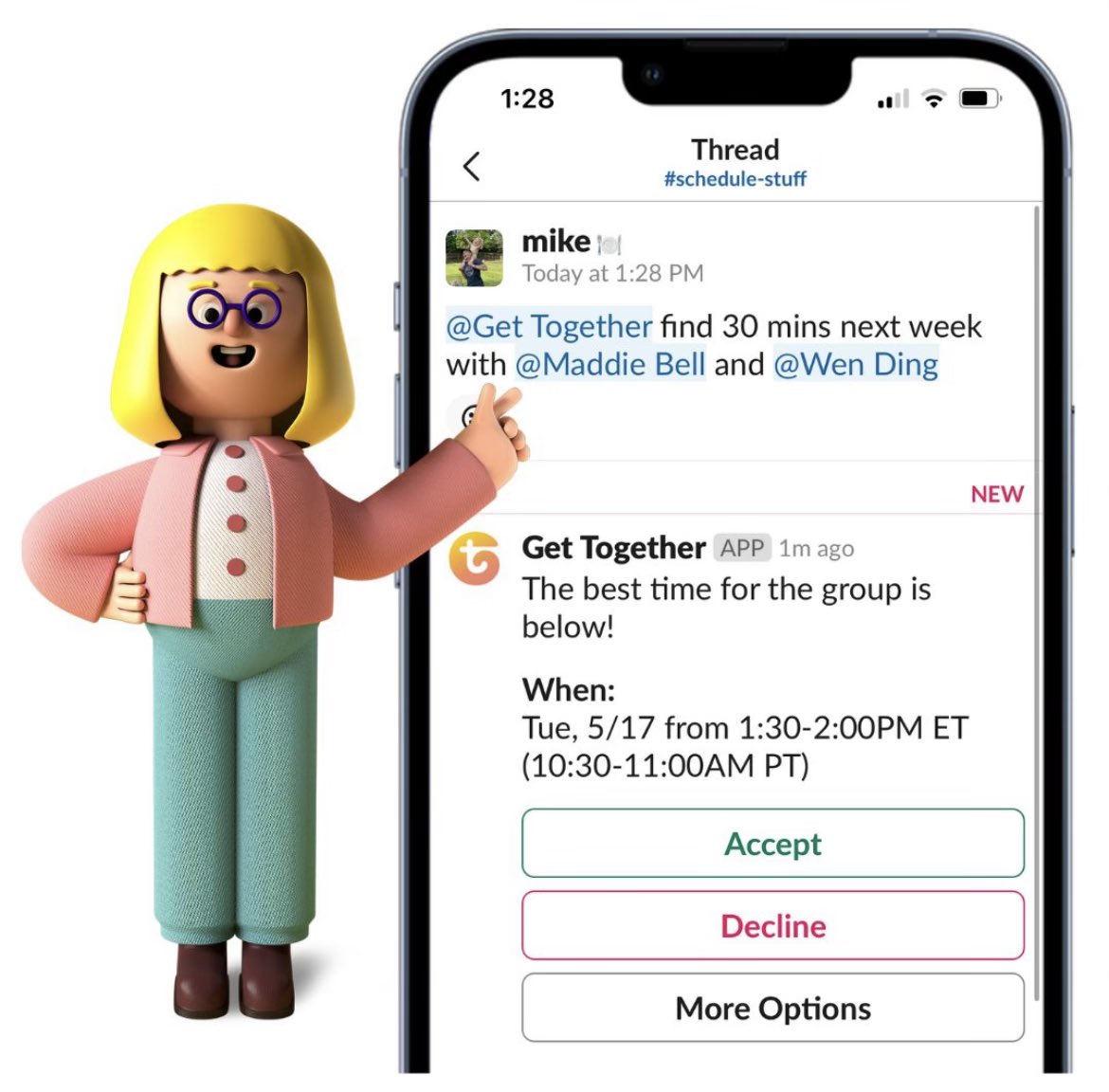 Mike @ Get Together πΊπ¦ (@gettogethermike) on Twitter photo <a href="/SlackAPI/">Slack Developers</a> πββοΈ
your 2022 Slack Hackathon winning friends at gettogether.ai
our chat AI scheduler lets you just βSlack it to schedule itβ and everyone can try it for free through end of year at the link below:
slack.com/apps/A02GA0771β¦ <a href="/SlackAPI/">Slack Developers</a> πββοΈ
your 2022 Slack Hackathon winning friends at gettogether.ai
our chat AI scheduler lets you just βSlack it to schedule itβ and everyone can try it for free through end of year at the link below:
slack.com/apps/A02GA0771β¦