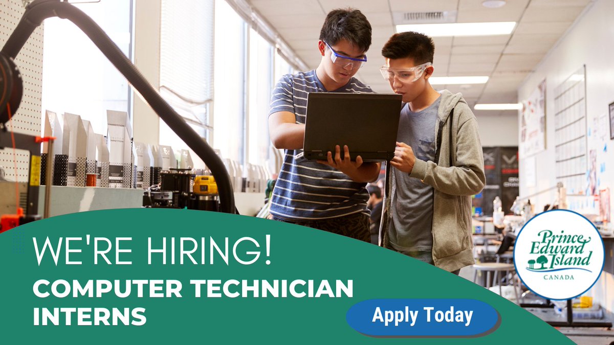 Are you between 15 and 30 years old looking to get into Computer Technology?

The Government of Prince Edward Island is hiring Computer Technician Interns!

☑️ $17.25 an hour
☑️ Starts immediately for 6 months
☑️ Click here to apply today: 
gov.pe.ca/jobspei/postin…