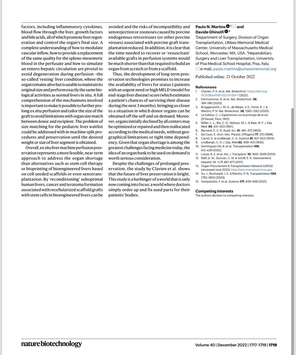Paulo Martins MD, PhD, FACS (@paulo_martinsmd) on Twitter photo Hot-off the press:
our paper in Nature Biotech
โ๐๐ค๐ฃ๐-๐ฉ๐๐ง๐ข ๐ฅ๐ง๐๐จ๐๐ง๐ซ๐๐ฉ๐๐ค๐ฃ ๐ค๐ ๐ก๐๐ซ๐๐ง ๐๐ง๐๐๐ฉ๐จ ๐๐ง๐๐ฃ๐๐จ โ๐ค๐๐-๐ฉ๐๐-๐จ๐๐๐ก๐โ ๐ค๐ง๐๐๐ฃ๐จ ๐๐ก๐ค๐จ๐๐งโ
#MachinePerfusion
<a href="/DavideGhinolfi/">Davide Ghinolfi</a>
<a href="/_ILTS_/">ILTS</a>
<a href="/AST_LICOP/">Liver/Intestinal Community of Practice - AST</a>
<a href="/AST_TRMCOP/">Transplant Regenerative Medicine COP - AST</a>
<a href="/ASTSChimera/">ASTS</a>
<a href="/IHPBA/">IHPBA</a> Hot-off the press:
our paper in Nature Biotech
โ๐๐ค๐ฃ๐-๐ฉ๐๐ง๐ข ๐ฅ๐ง๐๐จ๐๐ง๐ซ๐๐ฉ๐๐ค๐ฃ ๐ค๐ ๐ก๐๐ซ๐๐ง ๐๐ง๐๐๐ฉ๐จ ๐๐ง๐๐ฃ๐๐จ โ๐ค๐๐-๐ฉ๐๐-๐จ๐๐๐ก๐โ ๐ค๐ง๐๐๐ฃ๐จ ๐๐ก๐ค๐จ๐๐งโ
#MachinePerfusion
<a href="/DavideGhinolfi/">Davide Ghinolfi</a>
<a href="/_ILTS_/">ILTS</a>
<a href="/AST_LICOP/">Liver/Intestinal Community of Practice - AST</a>
<a href="/AST_TRMCOP/">Transplant Regenerative Medicine COP - AST</a>
<a href="/ASTSChimera/">ASTS</a>
<a href="/IHPBA/">IHPBA</a>