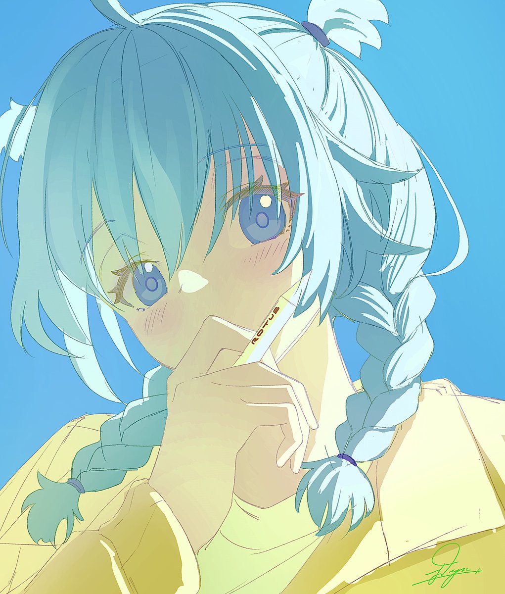 1girl solo blue eyes braid blue hair twin braids looking at viewer  illustration images