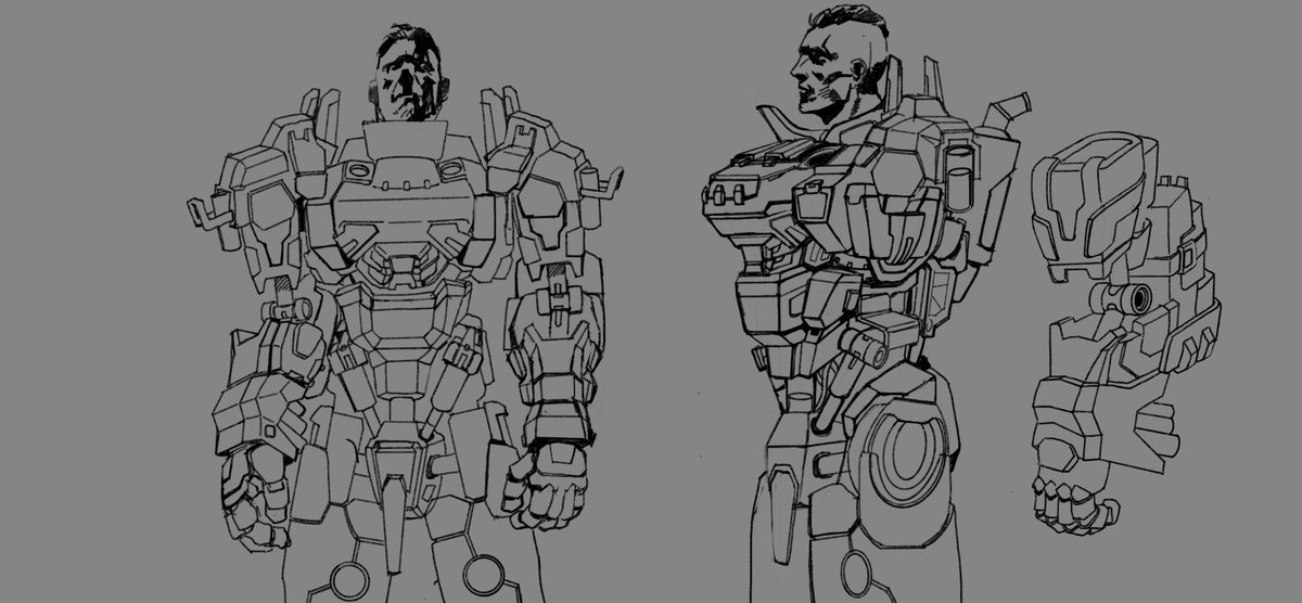 SHCBMETA's tweet photo. The Dreadnought set is heavy plate armour with lots of design elements that were referenced from robotic characters. There are hoses and pistons on his joints which creates a distinctive flavour for the armour style. #metacreed #characterdesign #nft #robotics #Dreadnought #design https://t.co/lQg639B4sF