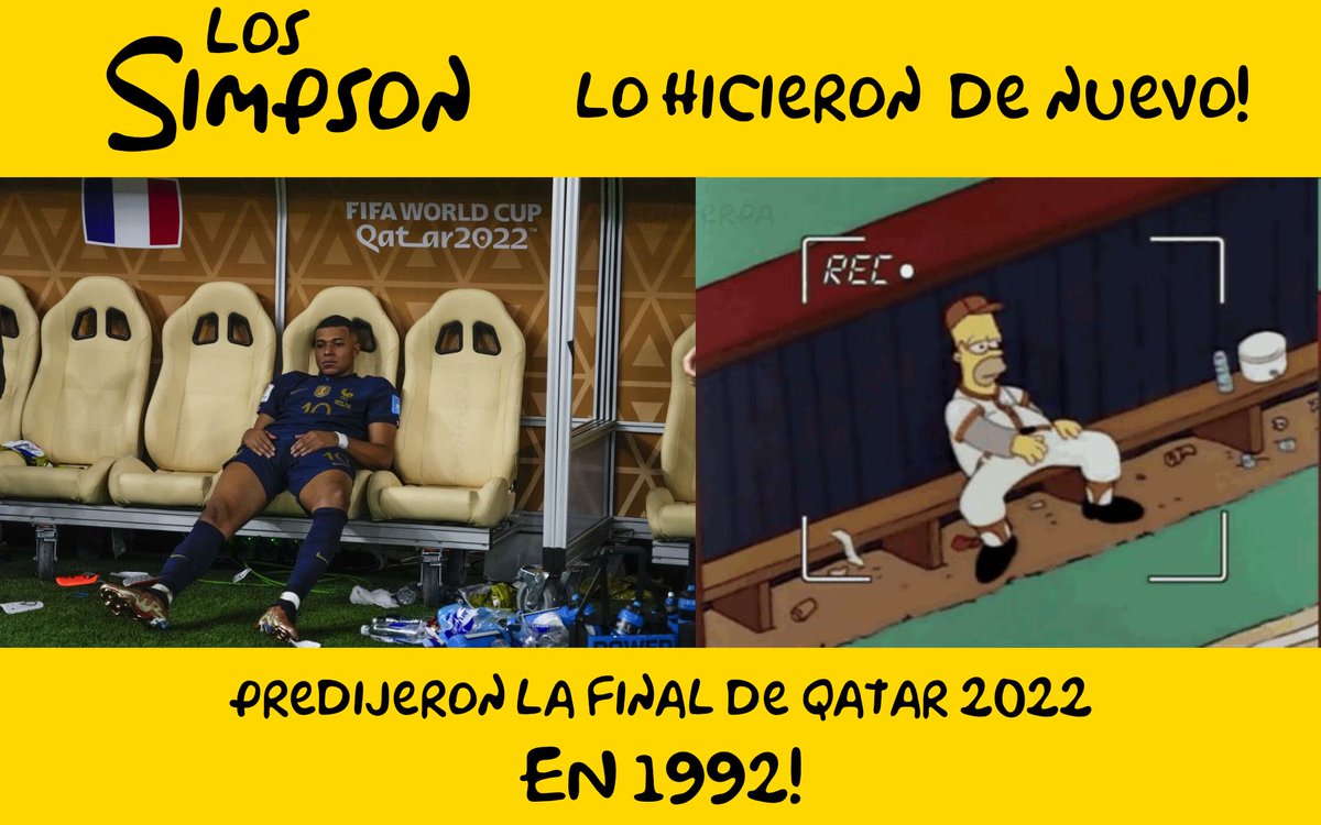 fpgonzalo's tweet photo. Lo hicieron de nuevo 🤣🤣🤣
#FIFAWorldCup #Simpsons #simpsonspredictions #LosSimpsons #predicciones2022 #ArgentinaVsFrance #Mbappe #FRAARG #prediccionessimpson https://t.co/iFkpAN24fq