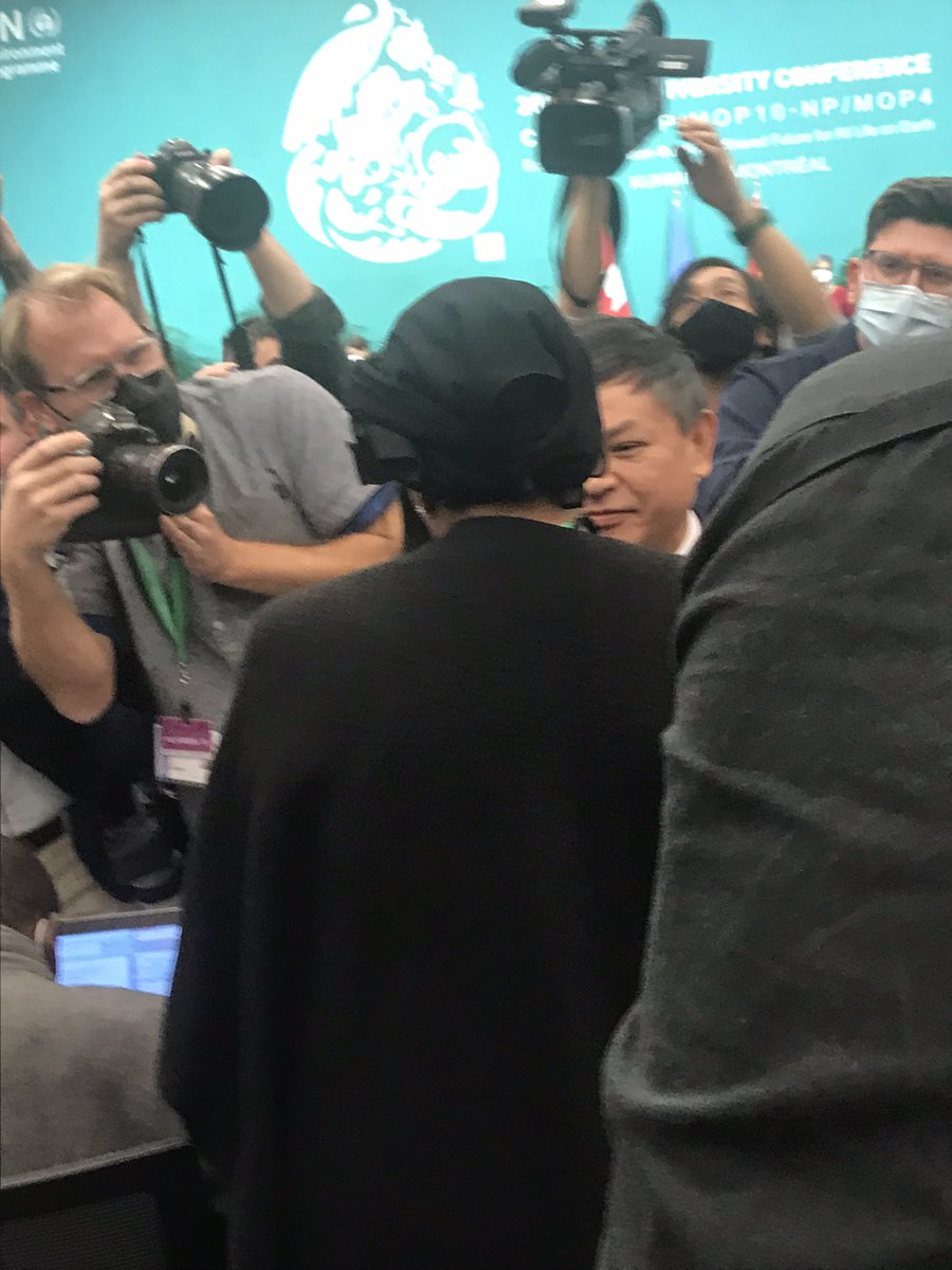 phoeb0's tweet photo. Cop15 president &amp; DRC minister shake hands to applause in plenary room https://t.co/sY9LO0zxEy
