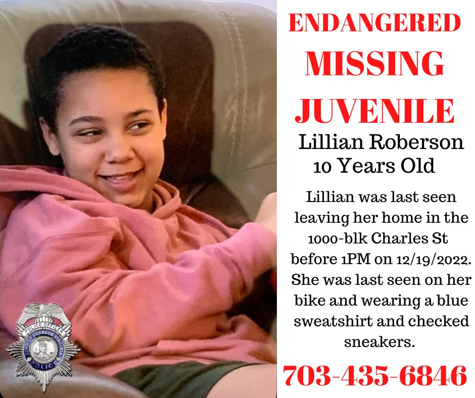 Herndon Police on Twitter "ENDANGERED MISSING JUVENILE 10YO Lillian