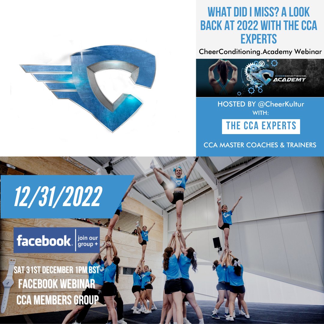 What did you miss? Head over to Facebook and check out our round up of 2022 CCA webinars!

WANT TO JOIN US IN 2023? Go to cheerconditioning.academy

NEED HELP ACTIVATING ACCESS? help@cheerconditioning.academy