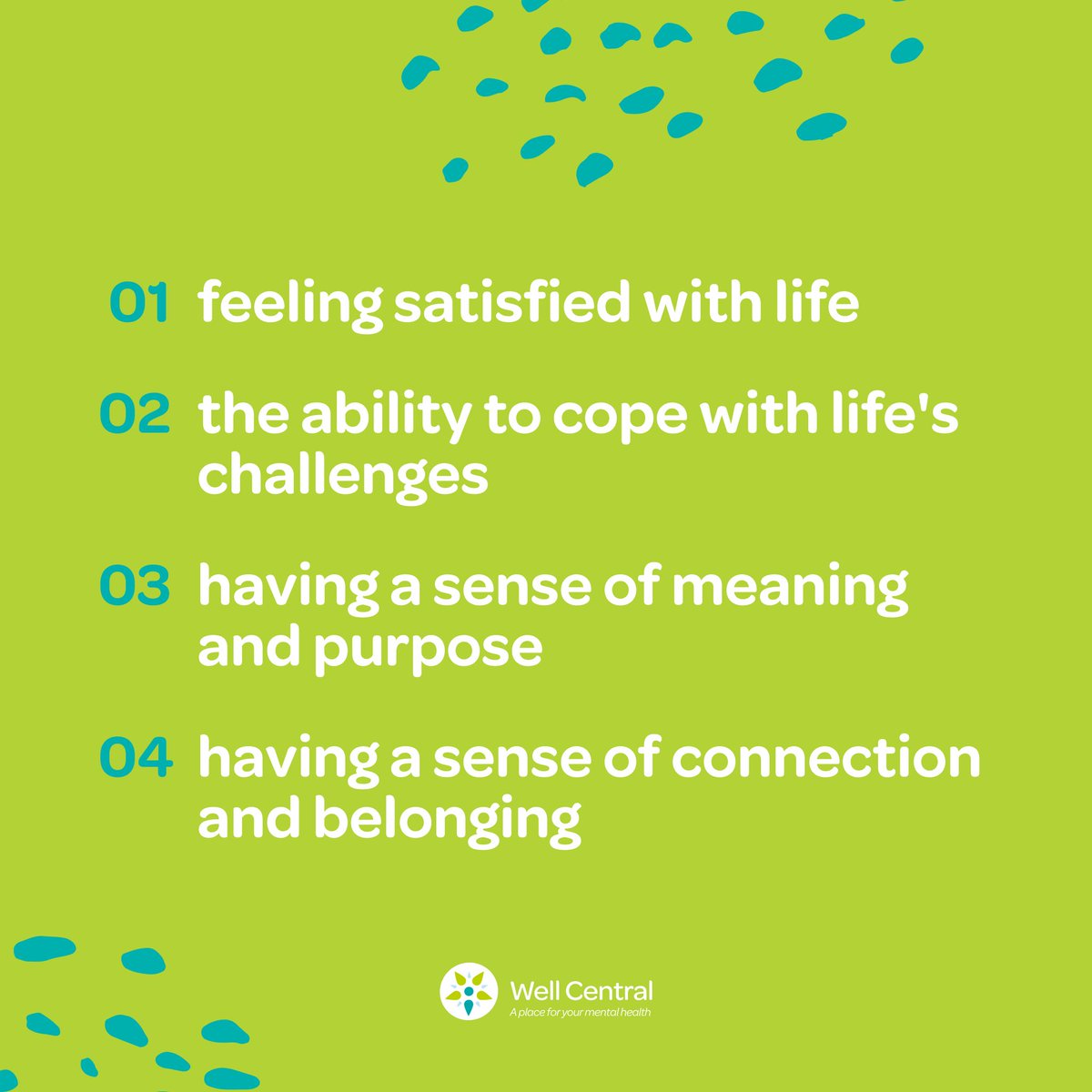 Well-being is more than just having physical wellness. It's fulfillment, joy, peace, and purpose.
.
.
.
.
#wellbeing #wellcentral #mentalhealthcourses #mentalhealthresources #mentalhealthisimportant #mentalhealthmatters #wellbeingjourney #wellness