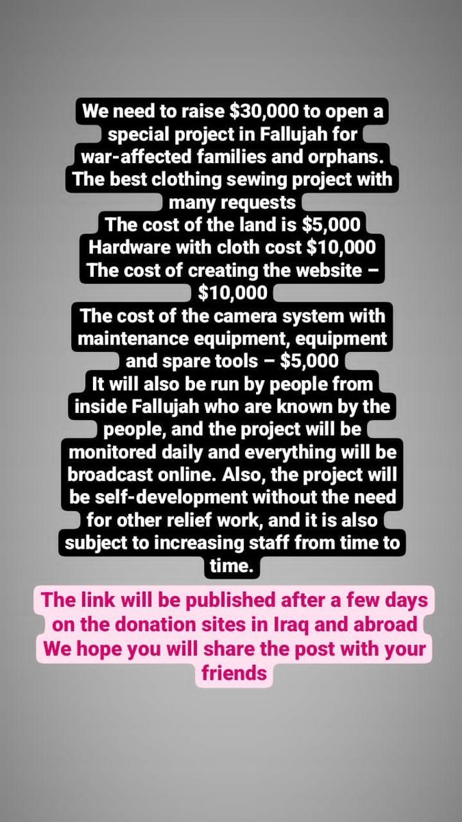 fallujah_archiv's tweet photo. The link will be published after a few days on the donation sites in Iraq and abroad
We hope you will share the post with your friends https://t.co/efMWtP6sAb