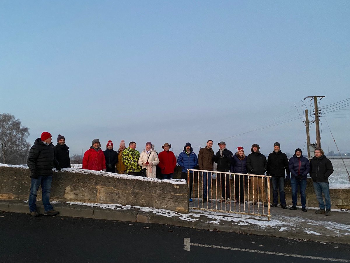 BGGMelksham's tweet photo. A festive meeting on Friday featuring a chilly walk to a frozen canal, then hot chocolate, breakfast rolls &amp; mince pies, a celebration of our 2022 successes &amp; special guest Holly of @Holly_Chocs who provided delicious treats and shared passion for chocolate engineering #wiltshour https://t.co/cKzIEsWMXH