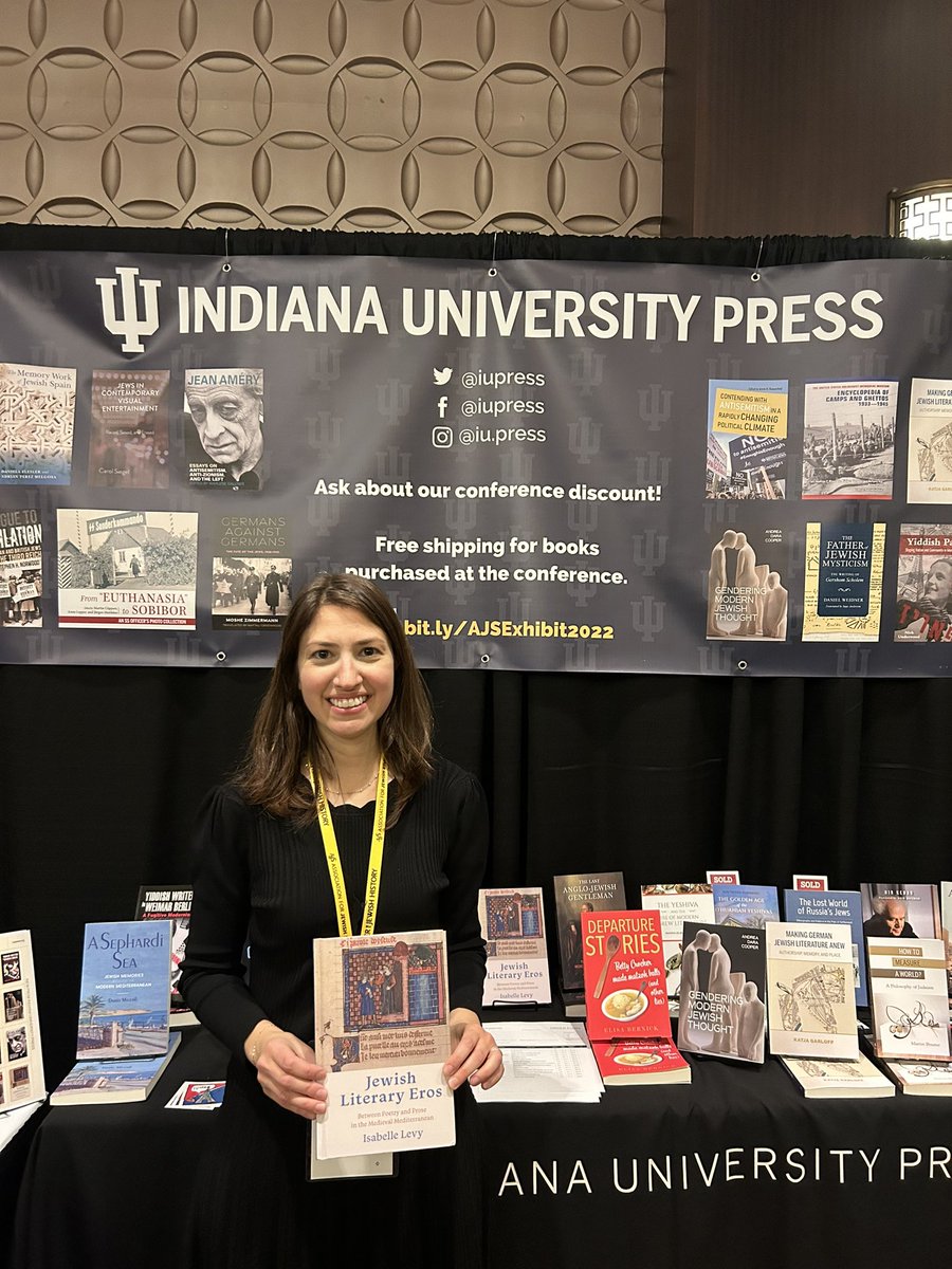 IUP_StephenW's tweet photo. Meeting our authors is probably the best part of conferences. Isabelle Levy showing off her new @iupress book at @jewish_studies #AJS2022 https://t.co/g5gPlt2dsz