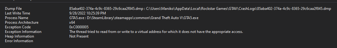 ManikoStar's tweet photo. Bah alors @RockstarGames on segfault ? https://t.co/CR3xEV1utS